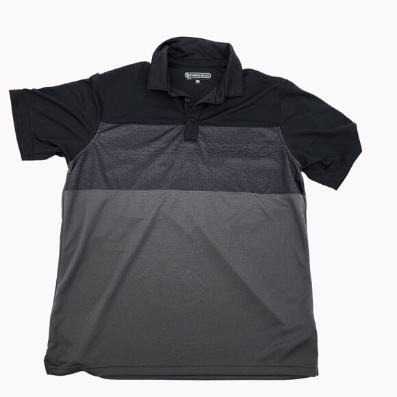 Pebble Beach Mens XL Golf Polo Shirt Gray Black Colorblock Moisture Wicking - Picture 1 of 5